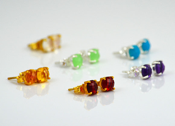 Custom Birthstone Stud Earrings