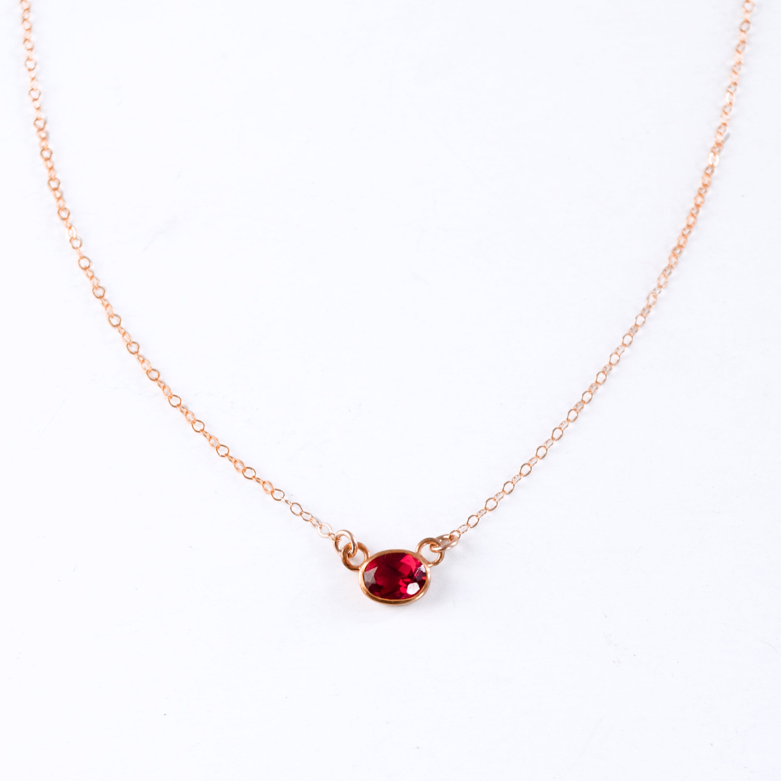 Oval Cut Birthstone Bezel Connector Necklace