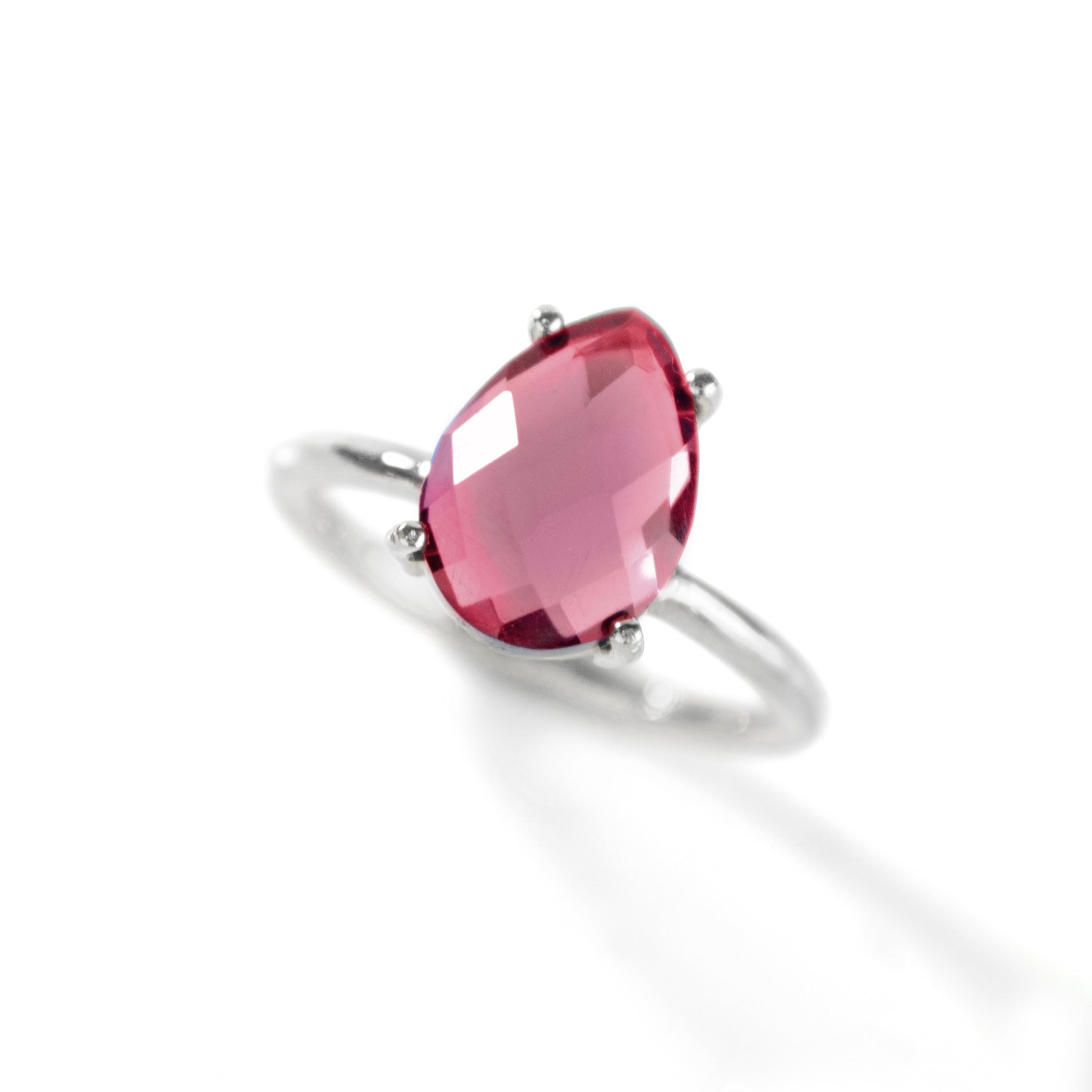 Ruby Teardrop Prong Set Ring - July Birthstone - Danique Jewelry