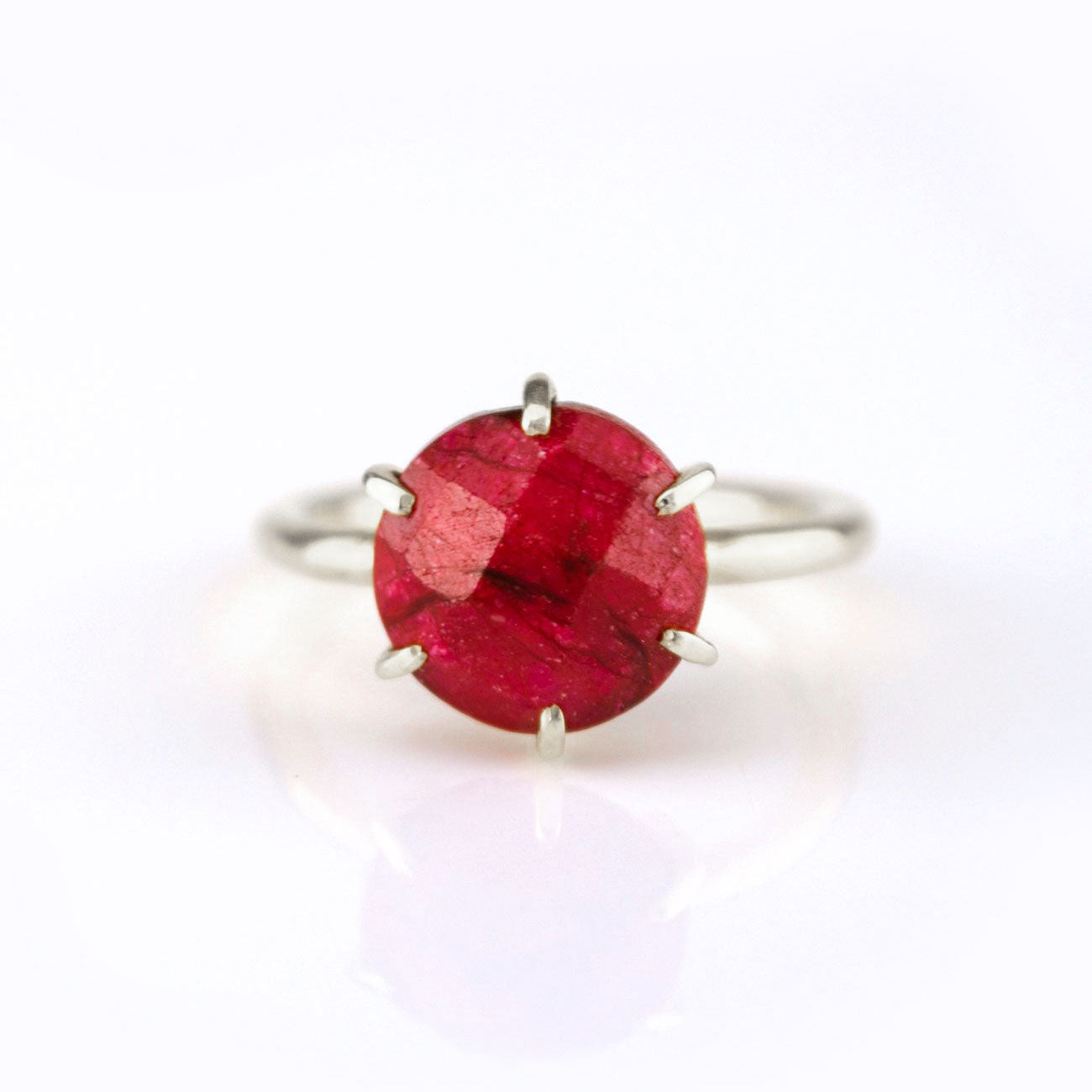 Ruby Round Prong Set Ring - July Birthstone