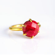 Ruby Round Prong Set Ring - July Birthstone