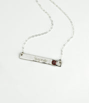 April Custom Bar Necklace with Bezel Birthstone