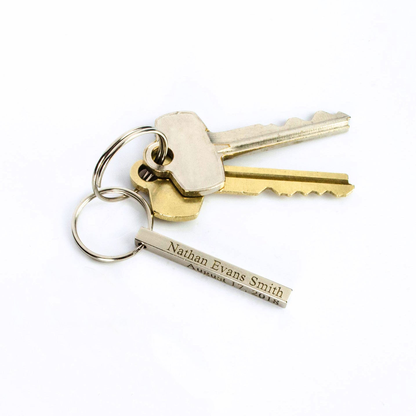 Personalized 3D Bar Keychain, Engraved 4 Sided Keychain [Small3D]