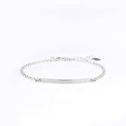 Single sterling silver morse code skinny bar anklet with adjustable closure.