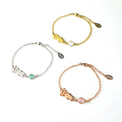Personalized Birthstone and Kid Charm Bracelet with Child Name or Birthdate and Gemstone