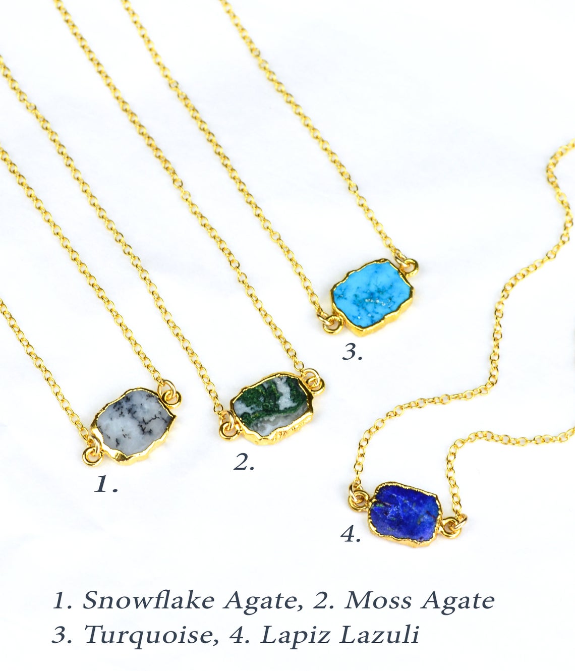 Natural Gemstone Slice Connector Necklace