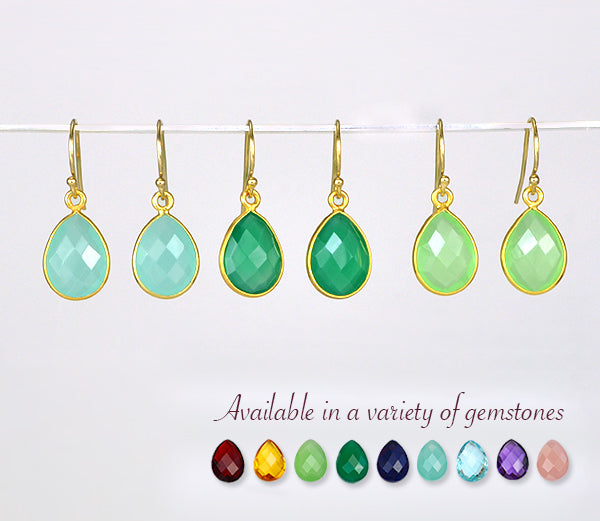 Opalite Small Teardrop Bezel Set Earrings, October Birthstone