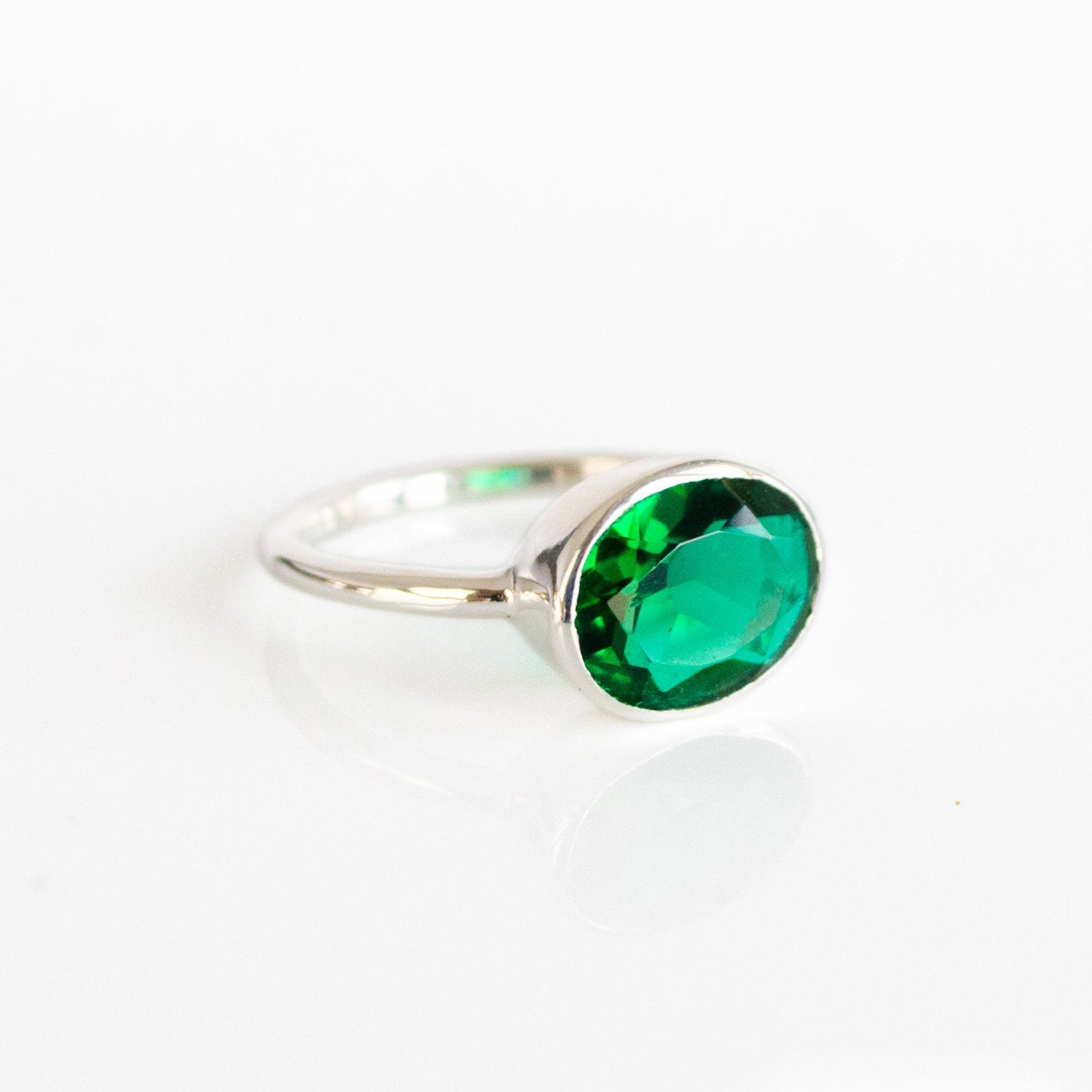 oval emerald quartz ring, green birthstone ring, may emerald ring, vermeil gold stacking ring, sterling silver gemstone ring, emerald jade quartz jewelry, green quartz ring, bezel set birthstone ring, emerald quartz jewelry, flawless green gemstone