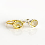 Lemon Quartz Oval Bezel Set Ring