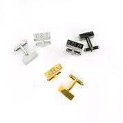 Silver 3d bar cufflinks with two people's initials, black cufflinks with a special date and gold cufflinks with monogram. steel anniversary, silver anniversary, gold anniversary, gift box. gift giving ready. gift ready. mens anniversary gifts, gifts for men, christmas gifts for him, valentine's day gifts for men, gift for husband, gift for fiance, father's day gift, birthday gift, wedding anniversary gift, wedding party gift, father of the groom gift, father of the bride gift, gift for grandfather