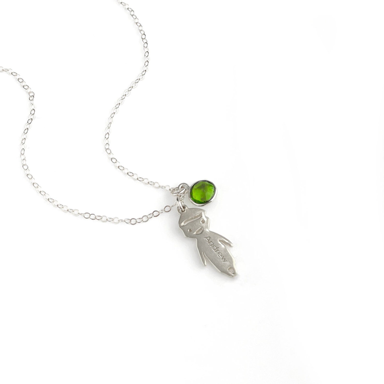august birthstone, boy charm, engraved pendant