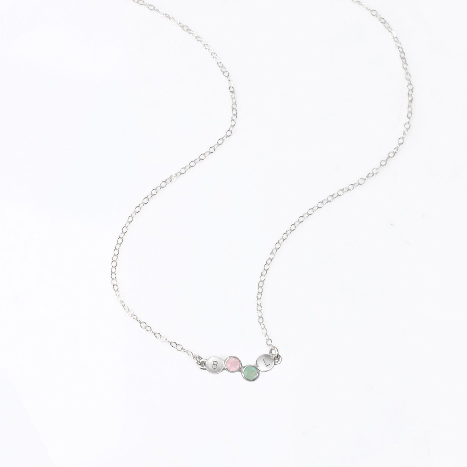 Cherished Connections Birthstone and Initial Necklace Horizontal Connector Pendant