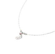 Footprint Charm Dangle Necklace with Engraved Kid's Names and Birthstones