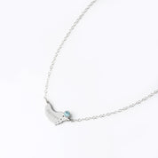 Footprint Charm Horizontal Connector Necklace with Engraved Kid's Names and Birthstones