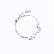 Footprint Charm Bracelet with Kid's Names and Birthstones