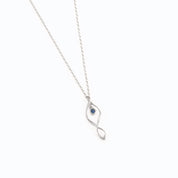 silver necklace with blue stone, alternative september birthstone, sapphire alternative