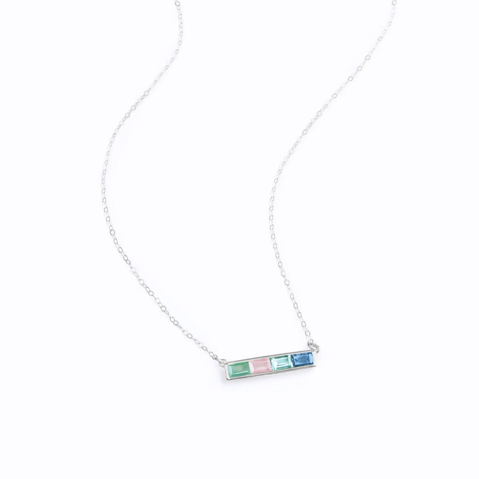 Custom Multi-Birthstone Horizontal Bar Necklace