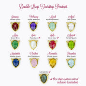 9x12mm medium double loop teardrop prong pendant options include garnet, purple amethyst, aqua chalcedony, clear, green onyx, moonstone, ruby, peridot, kyanite, pink chalcedony, citrine, blue quartz, and labradorite. 