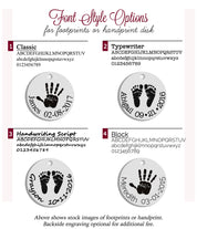 Select form our font style options classic, typewriter, handwriting or block. Backside engraving optional for an additional fee. 