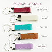 genuine leather color options raspberry nude turquoise honey and lavender keychains 