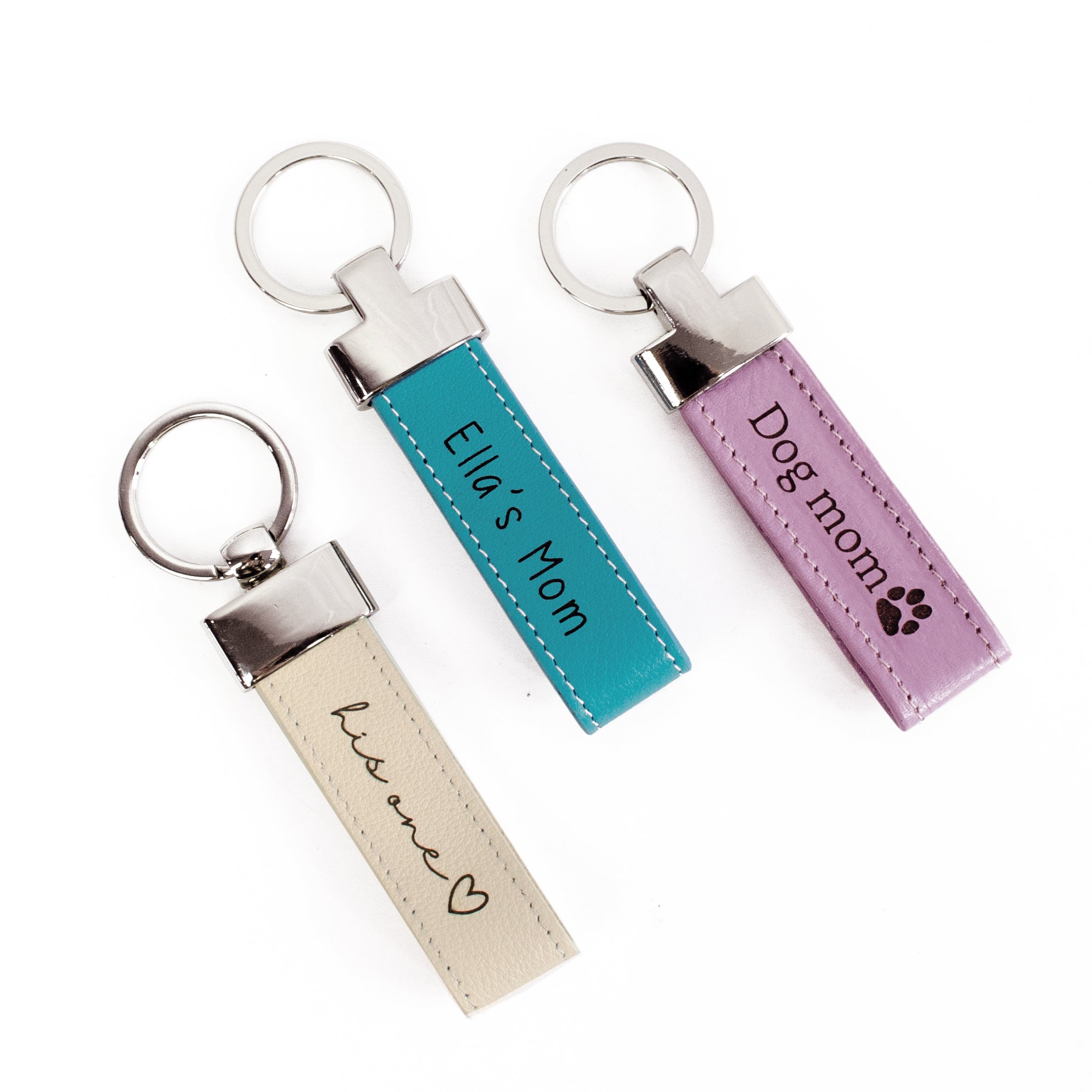 Dainty Thin Leather Loop Keychain, Custom Engraved Name, Monogram, Address Key Fob, Personalized Leather Gifts for Women, Vacation Key Fob Gift