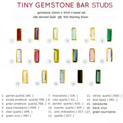 Birthstone chart for tiny gemstone bar stud earrings