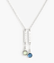 Mother's Bar Necklace with Kid's Names and Birthstone Charms