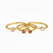 set of 3 rings, triple stone cluster, family rings
