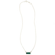 Single sterling silver cable chain horizontal Green Tourmaline adira bar necklace october birthstone on white background