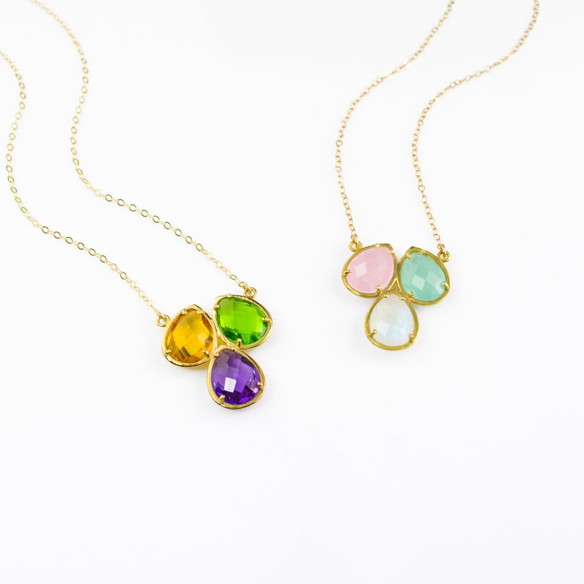 Channel Set Birthstone Pendant with Three Gemstones