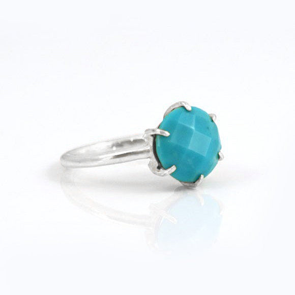 Turquoise Round Prong Set Ring : December Birthstone