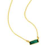 Single gold filled cable chain horizontal Green Tourmaline adira bar necklace october birthstone on white background