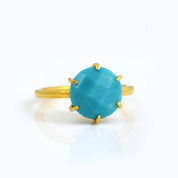 Turquoise Round Prong Set Ring : December Birthstone