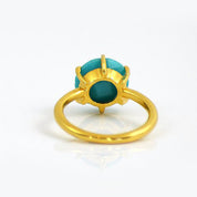Turquoise Round Prong Set Ring : December Birthstone