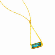 Adira Series | Copper Turquoise Bar in Triangle Pendant Necklace, Sterling Silver or Gold Fill, Boho Chic Frame Necklace for Women, December Birthstone