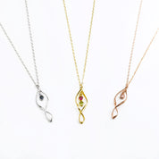 twist pendant, rose gold pendant, gems