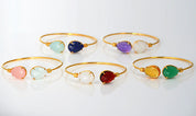 Mother's Adjustable Bangle Bracelet with Two Large Birthstones