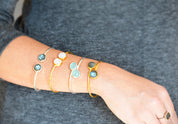 Mother's Adjustable Bangle Bracelet with Two Large Birthstones
