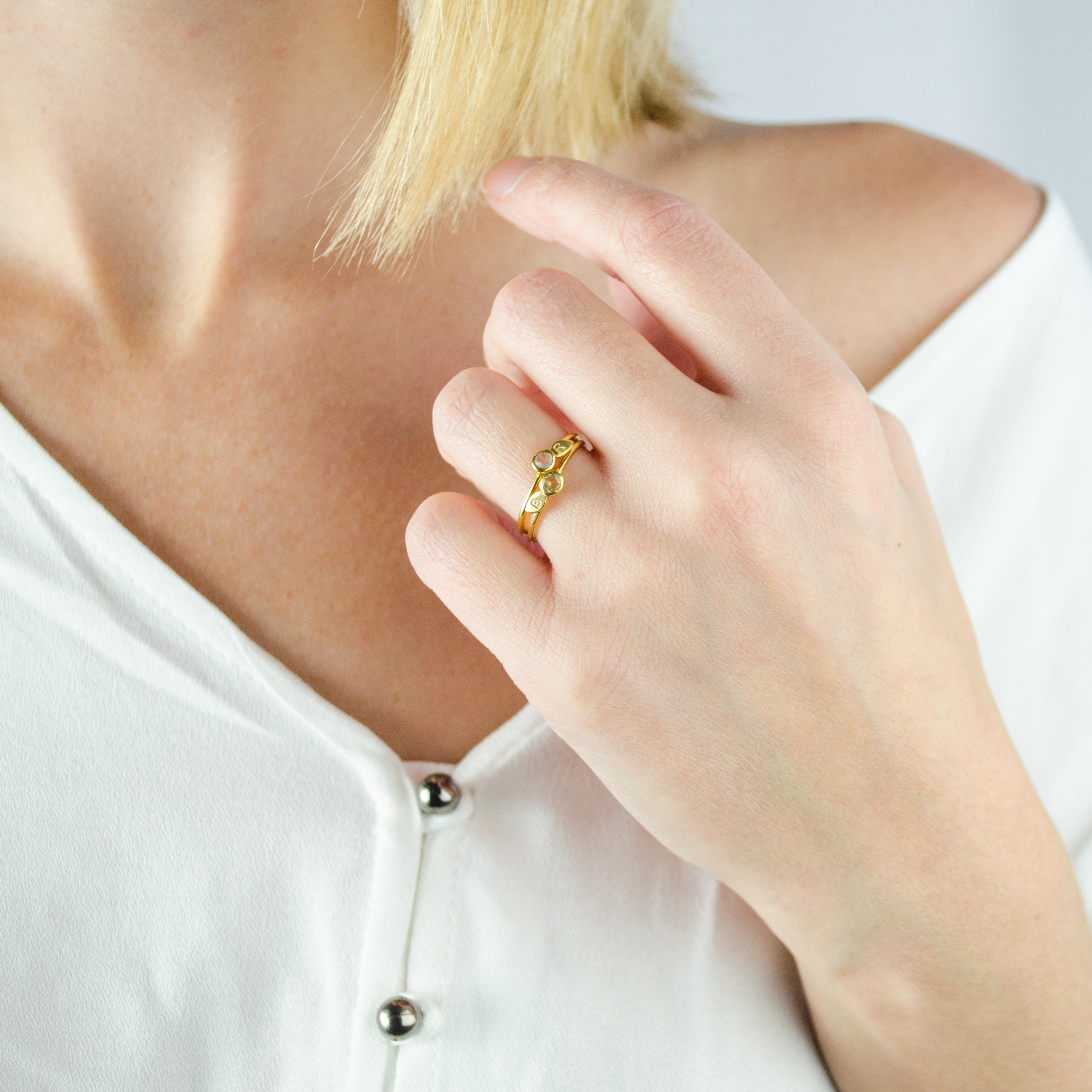 Initial and birthstone ring discount