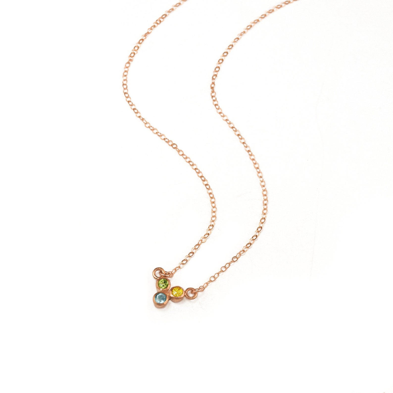 Tiny Triple Birthstone Cluster Necklace Sterling Silver Gold Filled Non Tarnish Necklace for Women Custom Birthstone Necklace Christmas Gift