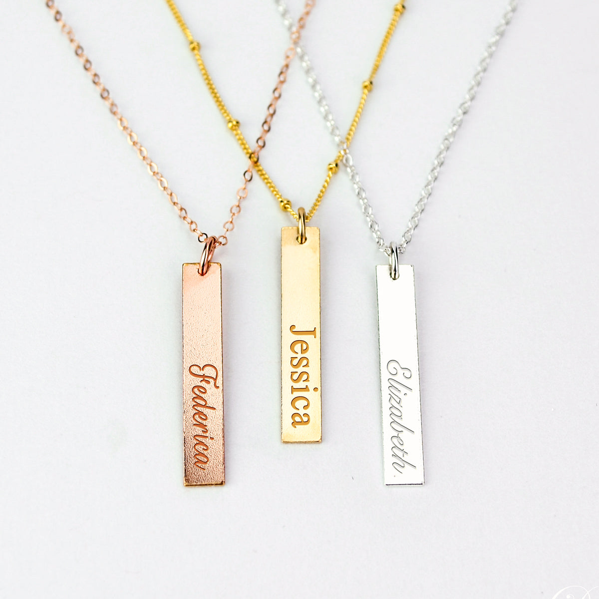 Bridesmaid Gifts Personalized Square Necklace Monogram Necklace Engraved  Square Plate Necklace