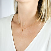Tiny Birthstone Cabochon Vertical Bar Necklace : Available in All Birthstones