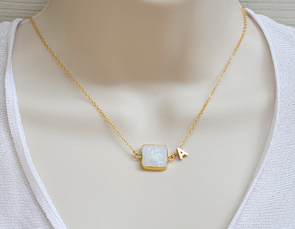 White on sale druzy necklace
