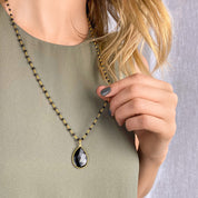 Teardrop Pendant Wire Wrapped Necklace, Birthstone Necklace