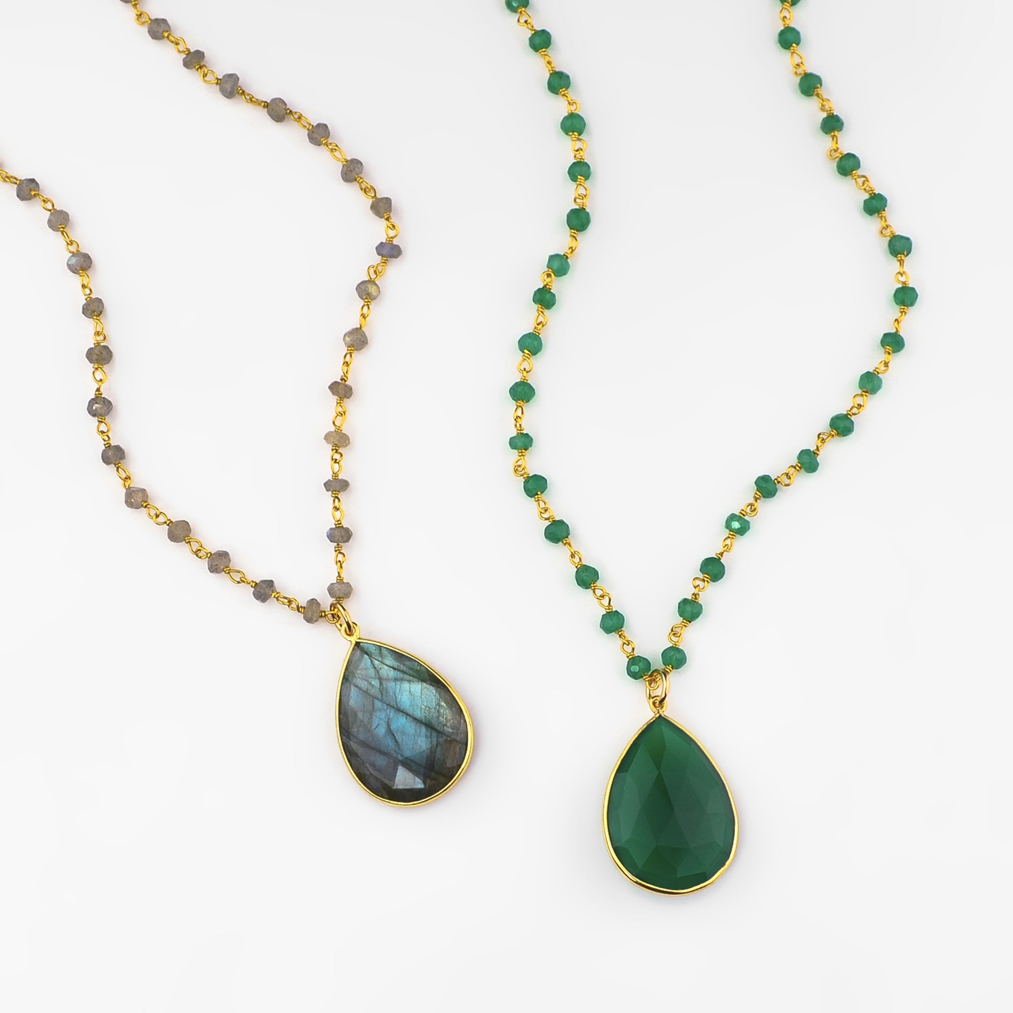 Teardrop Pendant Wire Wrapped Necklace, Birthstone Necklace