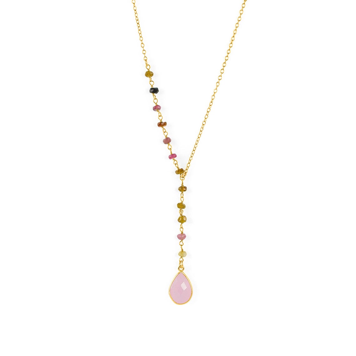 Wire Wrapped Lariat Necklace, Sterling Silver or Gold Vermeil Birthstone Necklace for Women, Custom Wire Wrap Gemstone Gift for Her, Gemstone Jewelry