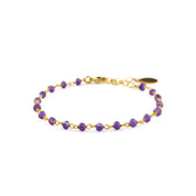 Single gold filled wire wrapped purple amethyst birthstone month anklet.