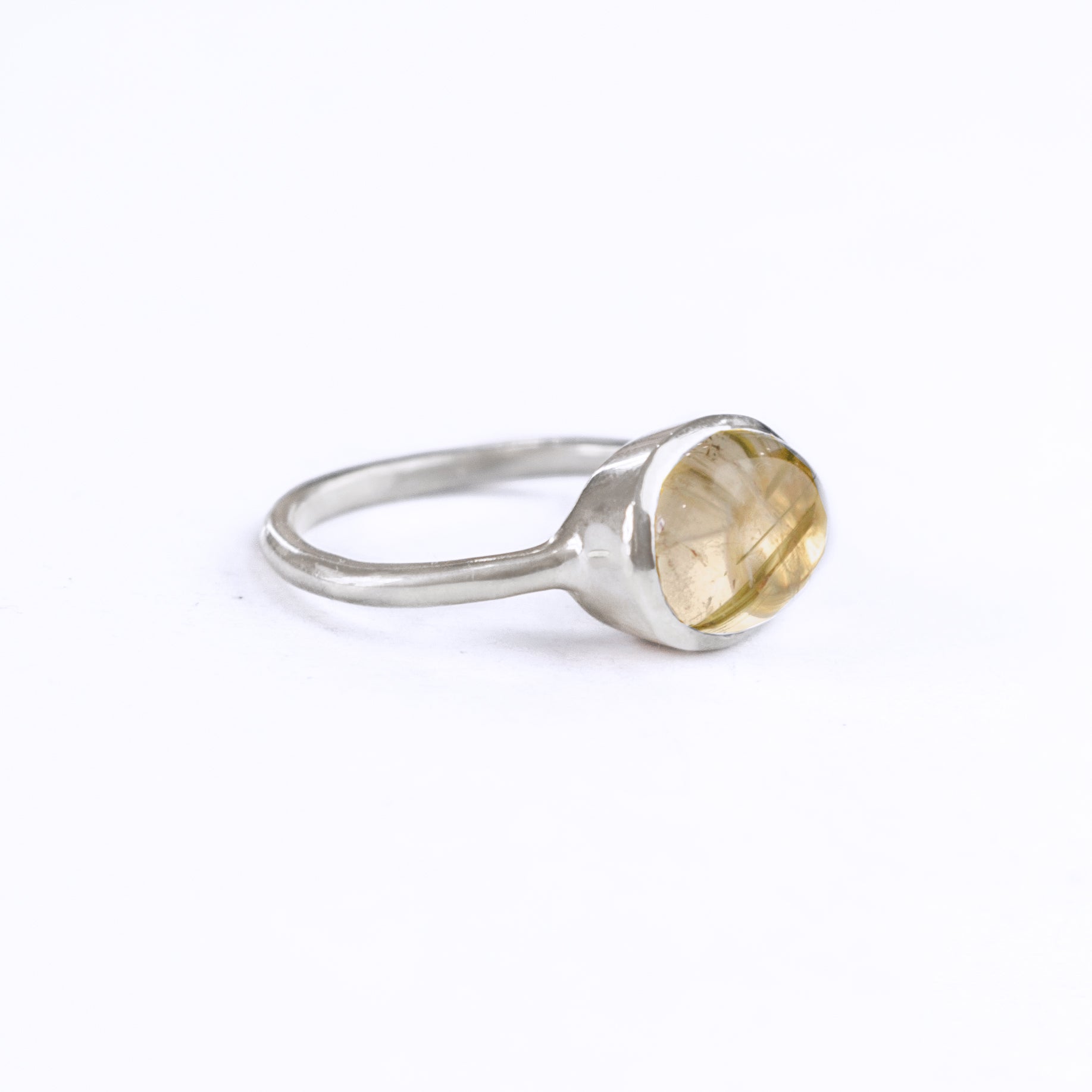 Golden Rutilated  Quartz Oval Bezel Ring