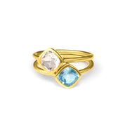 Diamond Shape Blue Topaz Stacking Ring | December Birthstone, Custom diamond birthstone ring for mom, Sterling Silver, 18k Gold Vermeil Gemstone Ring